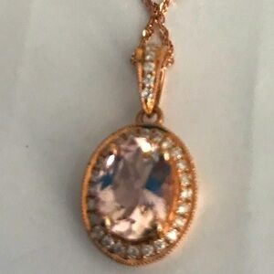 14k morganite diamonds pendant rose gold